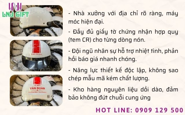 Tìm xưởng sản xuất nón bảo hiểm theo yêu cầu uy tín